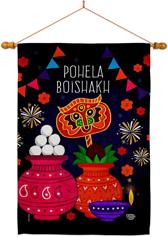 Pohela Boishakh House Flag - Dowel Set Religious Faith Hope Grace Peace Dove Christian Religion Easter - Decoration Banner Small Garden Yard Gift Double-Sided Made in USA 28 X 40