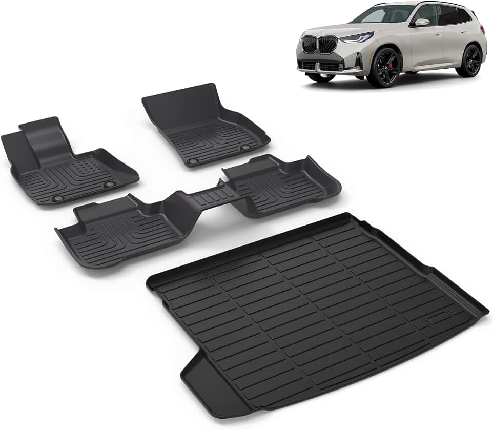 All Weather Car Floor Mats & Cargo Liner Set Fit for X3 2025 2026 Floor Liners Trunk Liner X3 Cargo Mat Accessories Black