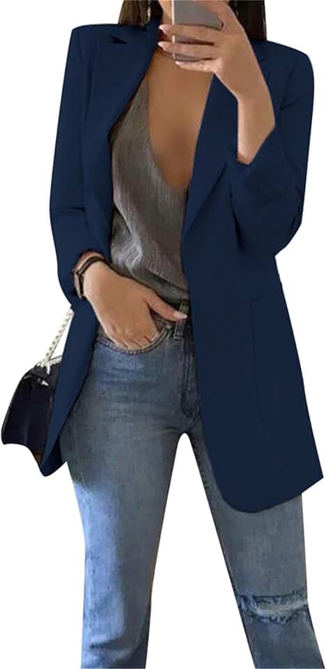 Damen Dating Geschenk Anzug All Match Mode Anzug Mittellanger Dünner Blazer Neue Frühlings Kurz Mantel Navy Blau XXL
