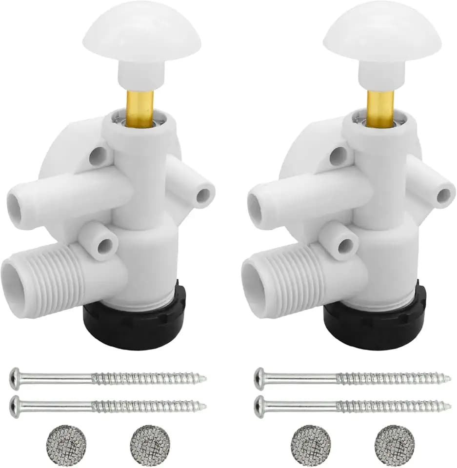 2Pcs 385314349 RV Water Valve Assembly, Replacement for Dometic Sealand EcoVac Vacuflush Pedal Flush Toilets, Replaces 385314349