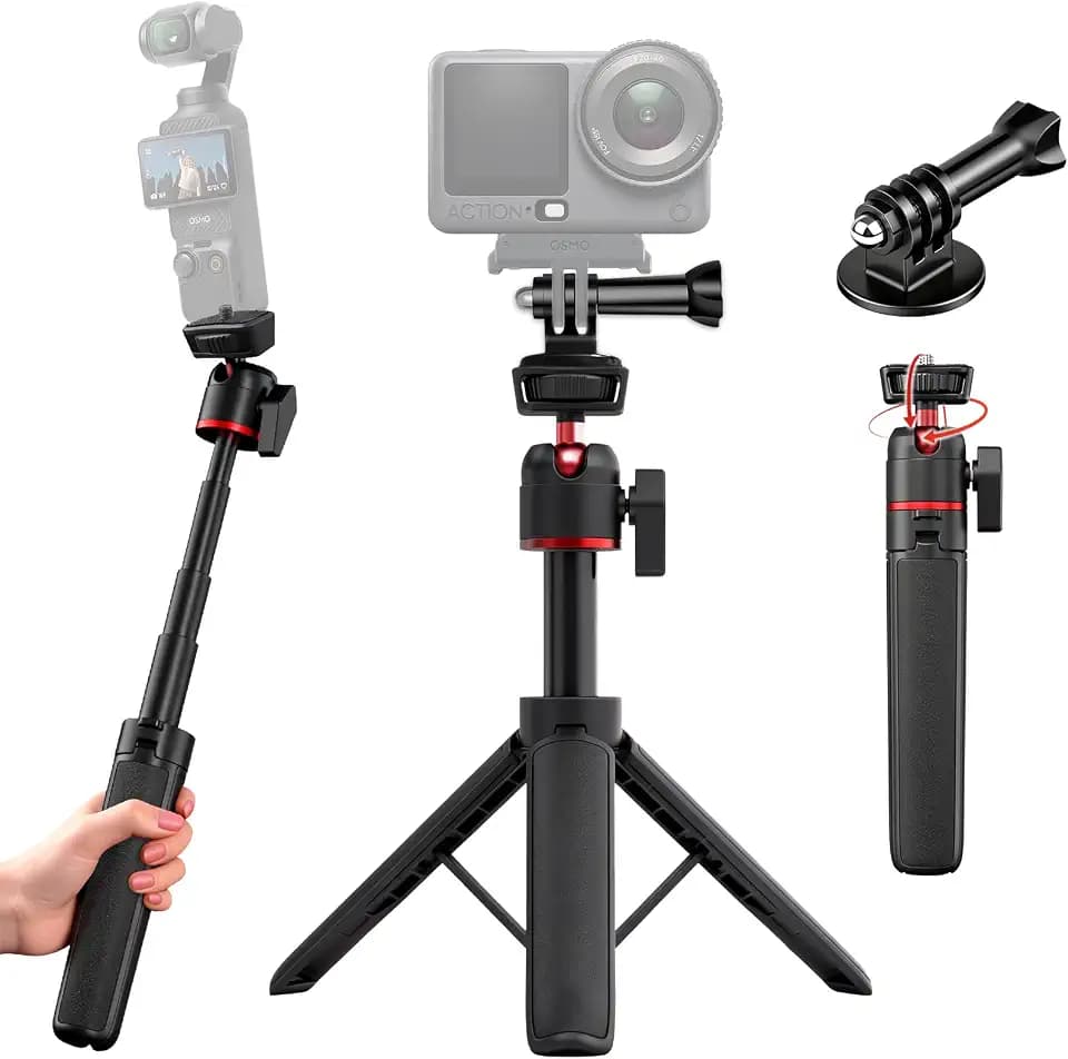 21" Extendable Vlog Tripod for DJI Osmo Pocket 3 4, Quick Release Selfie Stick for GoPro Hero, Insta360 ACE Pro, DJI Action 5 Pro/4 - Compact Handheld Stand for Travel & Content Creation