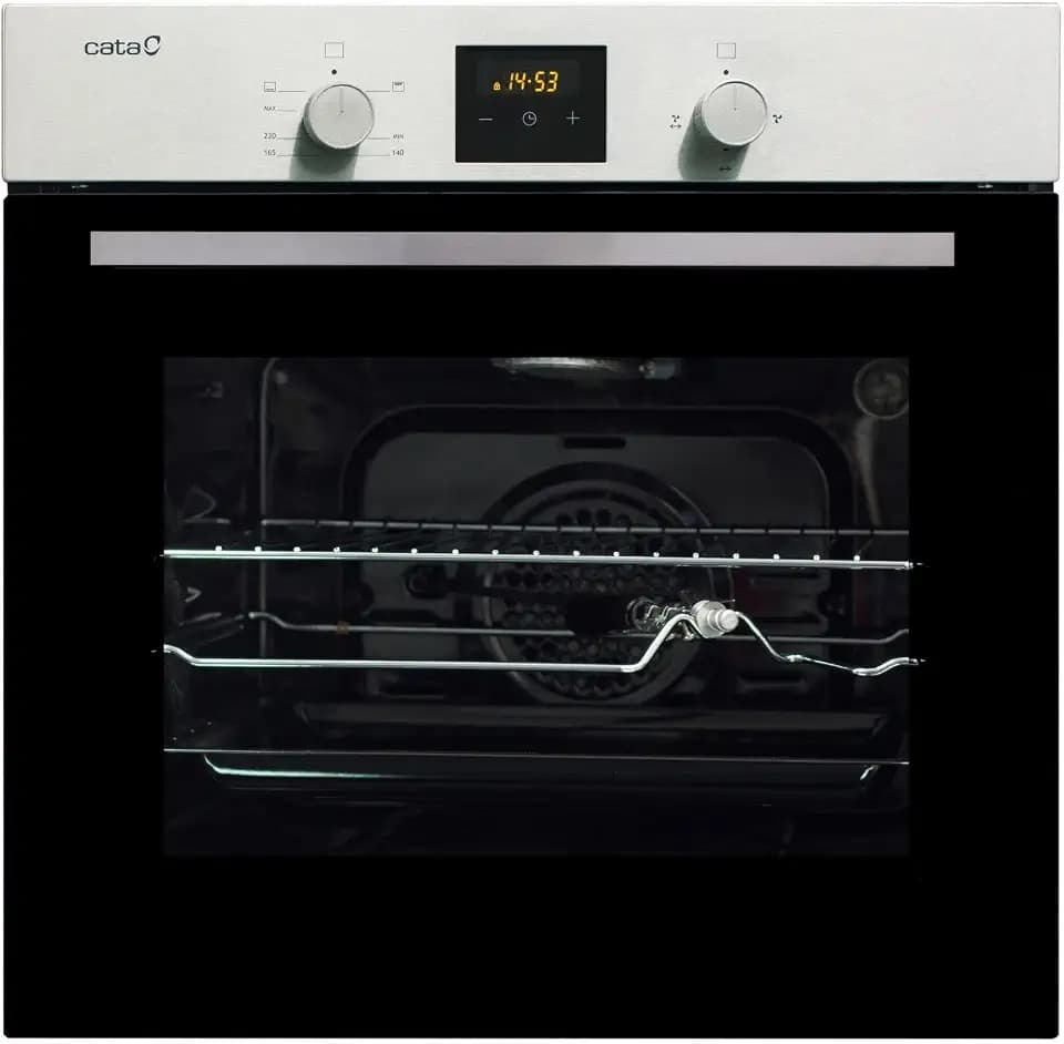 HGD 6000 - Gas Backofen mit Elektrogrill - Energieklasse A - Mit Digitalem Kochprogramm und Einstellbarem Thermostat - Umluftofen mit 4 Höhenstufen und 57 L Fassungsvermögen - Cata