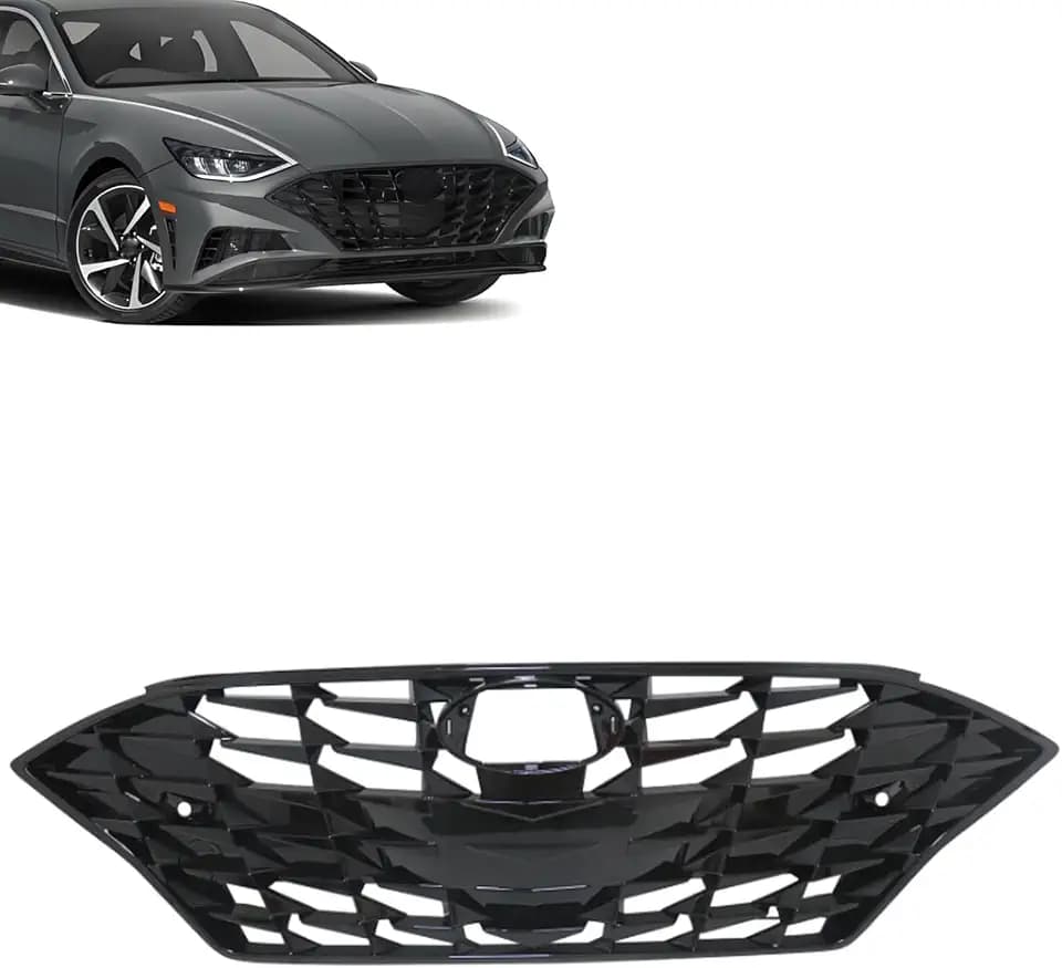 SecosAutoparts Upper Bumper Grille Front W/Sensor Hole Honeycomb Compatible with Hyundai Sonata 2020-2023 Replace# 86350-L0700