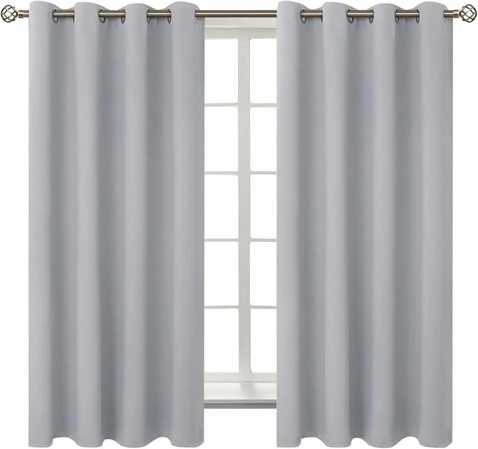 BGment Light Grey Room Darkening Curtains 63 Inch for Bedroom - 2 Panels