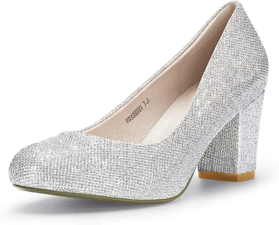 IDIFU Women's Low Chunky Block Closed Toe Heels Pumps