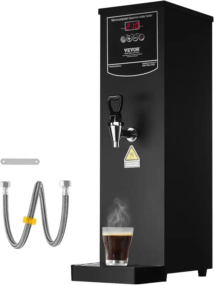 VEVOR Commercial Water Boiler, 15L Electric Hot Water Dispenser with 316 Stainless Steel Heating Tube, 1500W Step-by-step Fast Heating 50L/H Hot Water Boiler, for Coffee Tea Restaurant Office