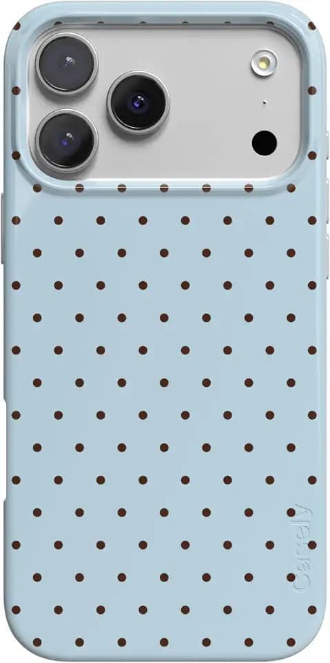 Casely iPhone 17 Pro Case | On the Dot | Blue & Brown Polka Dot | Compatible with MagSafe | Classic Ultra Slim Design