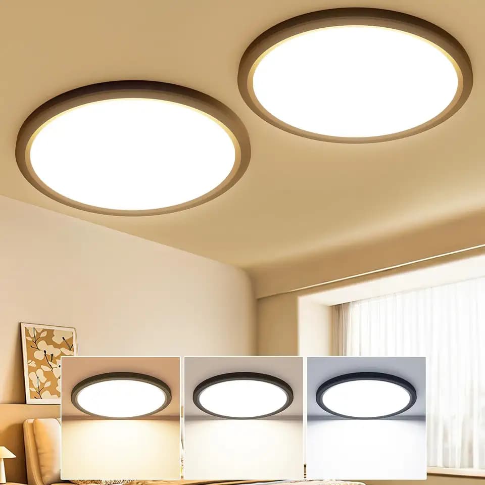 slochi Deckenlampe LED Deckenleuchte Flach, Ø22CM 3Farben 18W 1800LM Weiß