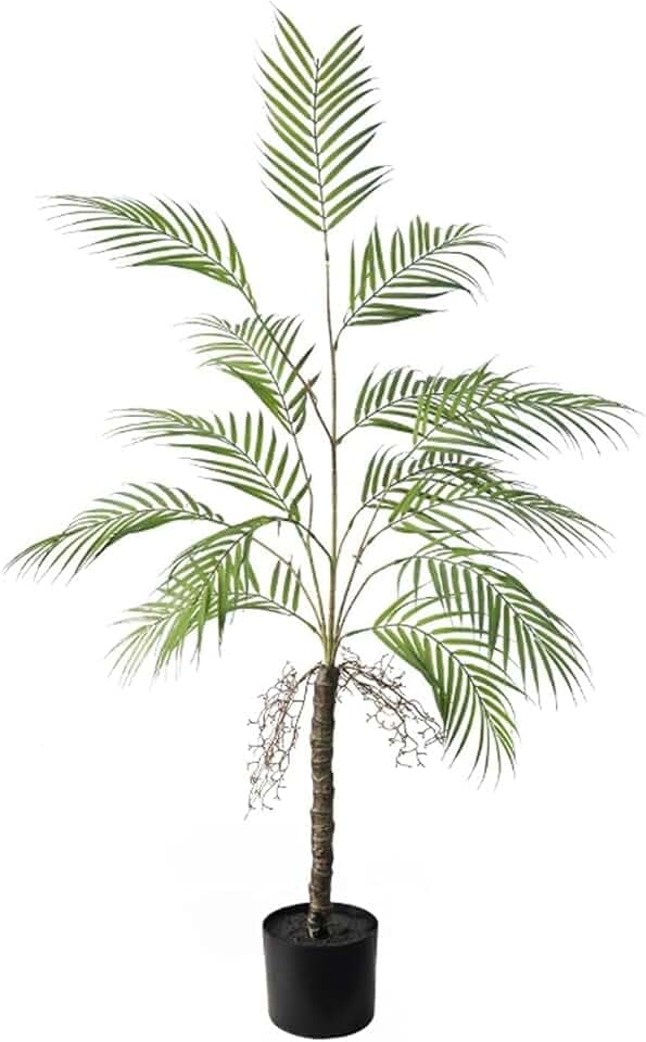 Künstlicher Palme Pflanze Groß 120cm Kunstpflanze Wie Echt Kunstpalme im Topf Künstliche Palme Areca Deko für Wohnzimmer Balkon Schlafzimmer Büro, Grün