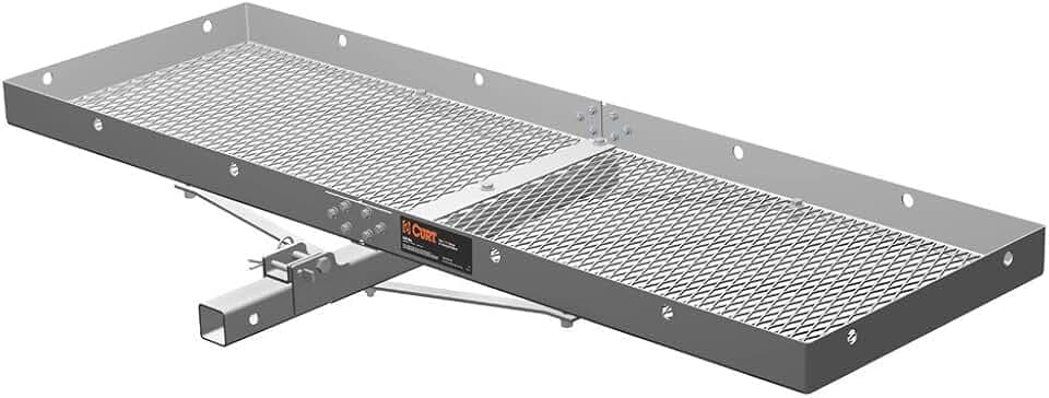 CURT 18100 Aluminium-Anhängerkupplungs-Lastenträger, 227 kg Kapazität, 2-Zoll-Klappschaft (5,1 cm), 152,4 x 50,8 cm