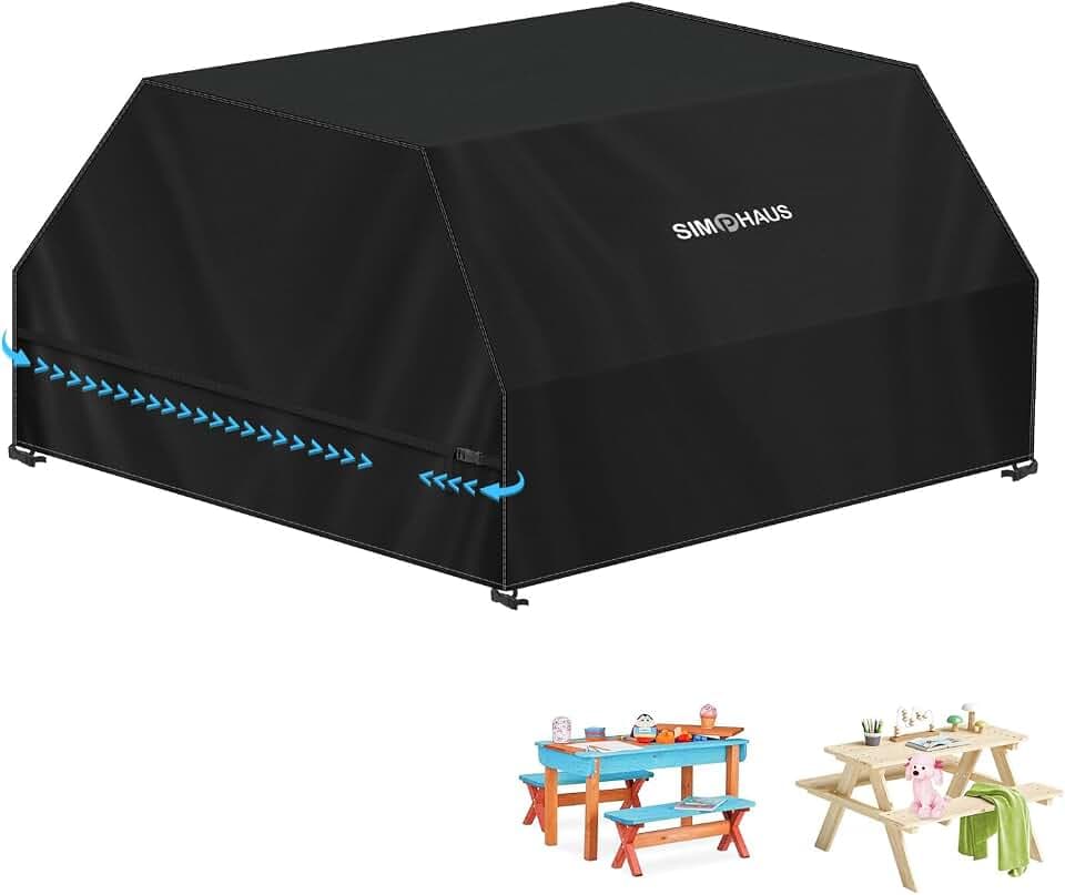 Picknicktisch Kinder Abdeckung Kindersitzgruppe Outdoor Plane Kinder Gartenmöbel Abdeckung,Wasserdicht Schutzhülle für Kinder Sitzgarnitur Outdoor,Kinderbank,420D Oxford 100x90x57cm