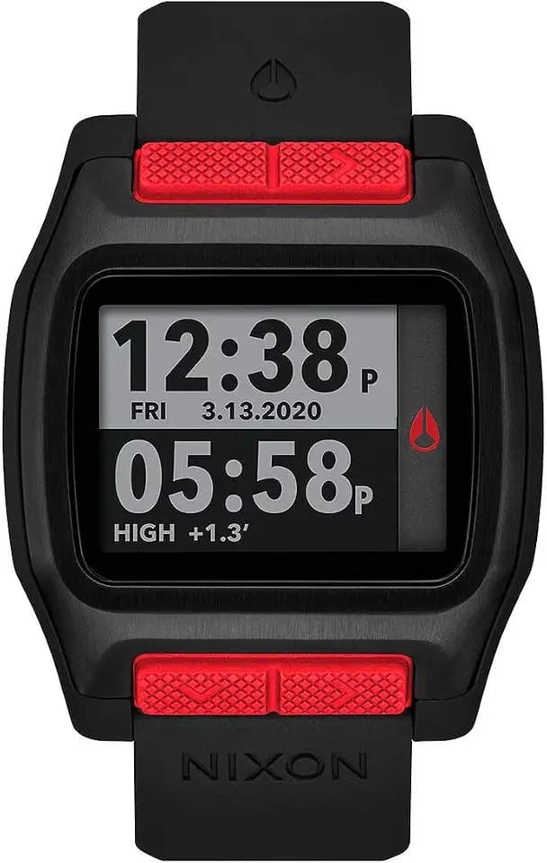Nixon High Tide Unisex Armbanduhr aus recyceltem Ozeankunststoff Rot/Schwarz One Size 44 mm