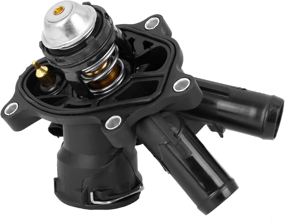 Engine Coolant Thermostat Housing Replacement for Mercedes-Benz C250 2012-2015, No.2712000315 Metal Black 1 Pc