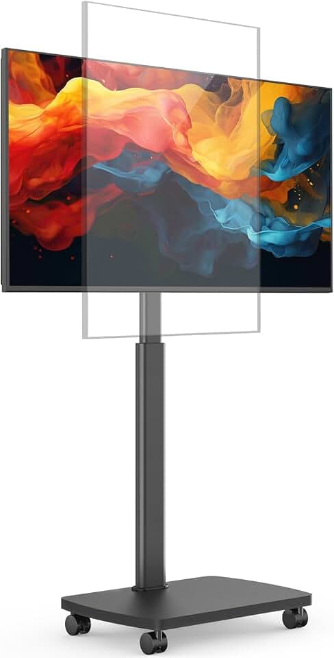 AOKCOS TV Ständer Rollbar mit Holzbasis, Fernsehständer Rotierbar für 19-42 Zoll Fernseher, TV Bodenständer mit Rollen Höhenverstellbar Schwenkbar, bis 20 kg Max. VESA 200x200mm (Schwarz)