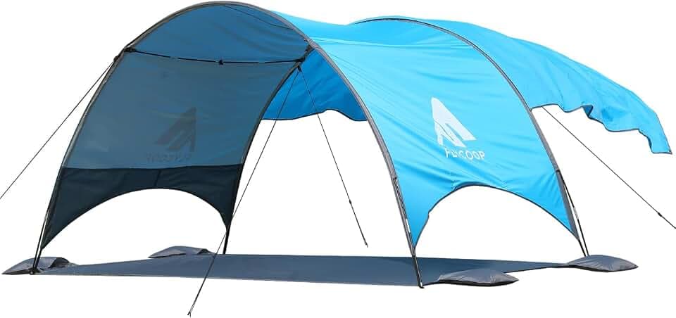 2026 Upgraded Beach Canopy Tent with Shade Sail, UPF 50+, Portable Beach Sun Shelter with 360° Ventilation for Family Trips, Picnic & Outdoor Use (106×65×62 in + 75×98 in Sail)