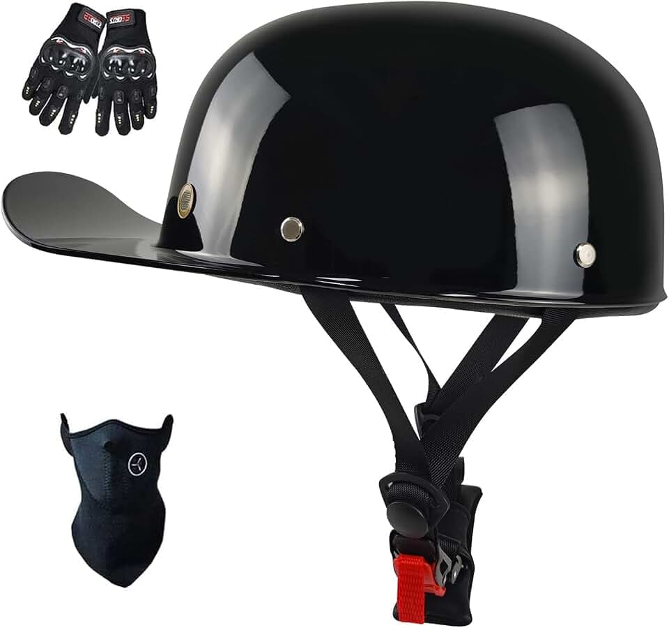 sanhai Baseball Cap Motorcycle Half Helmet DOT Certified Vintage Open Face