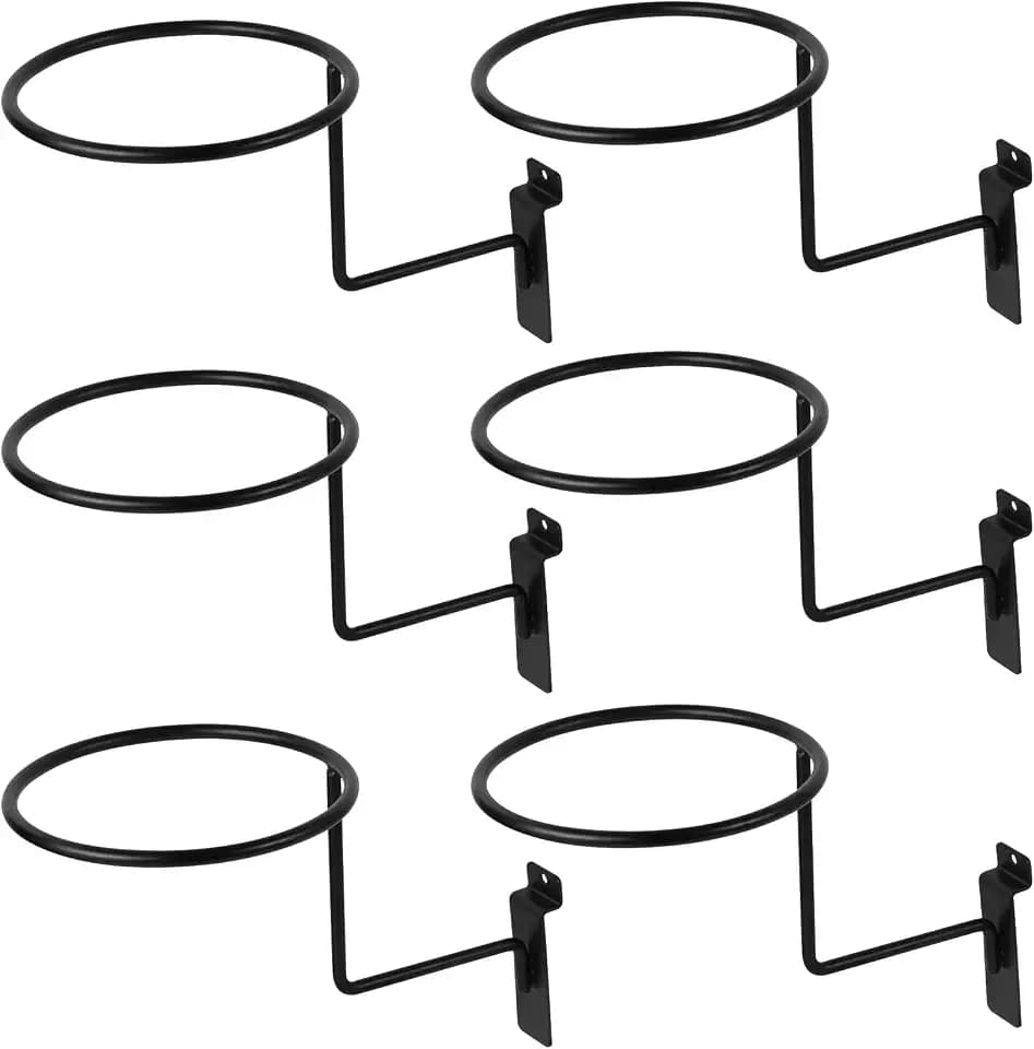 Polmart Slatwall Hat/Ball Displays, Black (Hat Displays, 6-Pack)