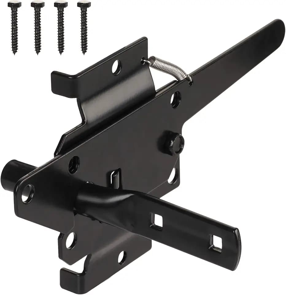 JIAHOO Post Mount Gate Latch for Wooden Fence, Self Locking Gate Hardware