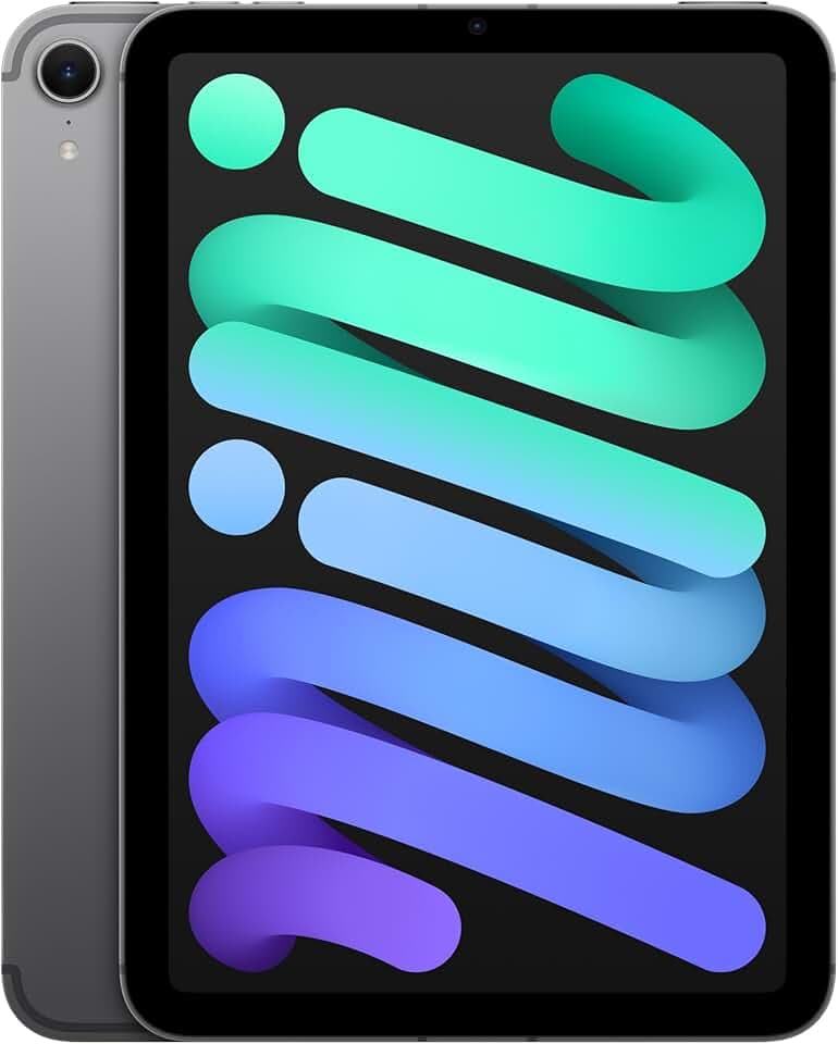 Apple iPad mini (A17 Pro): 8,3'' Liquid Retina Display, 128 GB, WLAN 6E und 5G Mobilfunk, 12 MP Front /12 MP Rückkamera, Touch ID, Batterie für den ganzen Tag – Space Grau