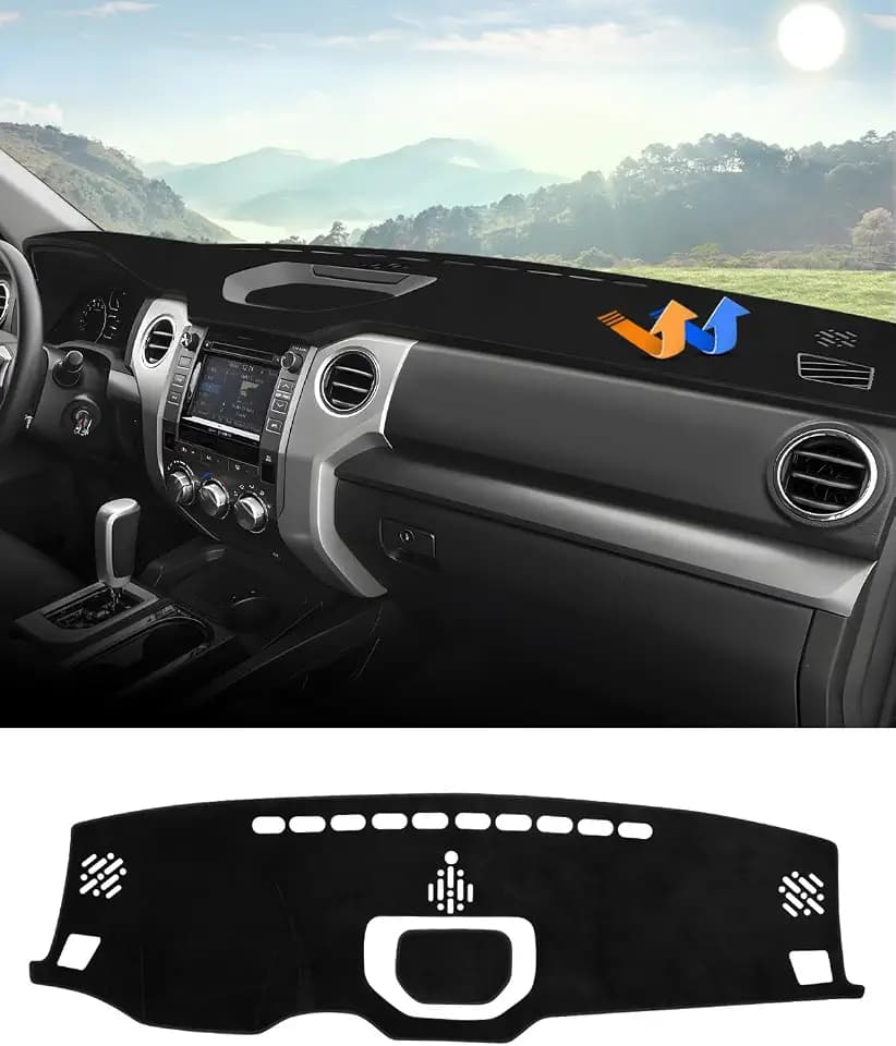 Autorder Dashboard Cover Mat for 2014-2021 Toyota Tundra Accessories Dash Cover Flannel Dash Mat Sunshade Glare UV Rays Protector