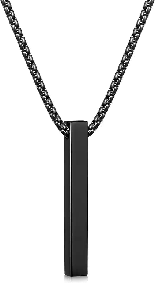 Fiusem Pendant Necklace for Men, Stainless Steel Bar Chain