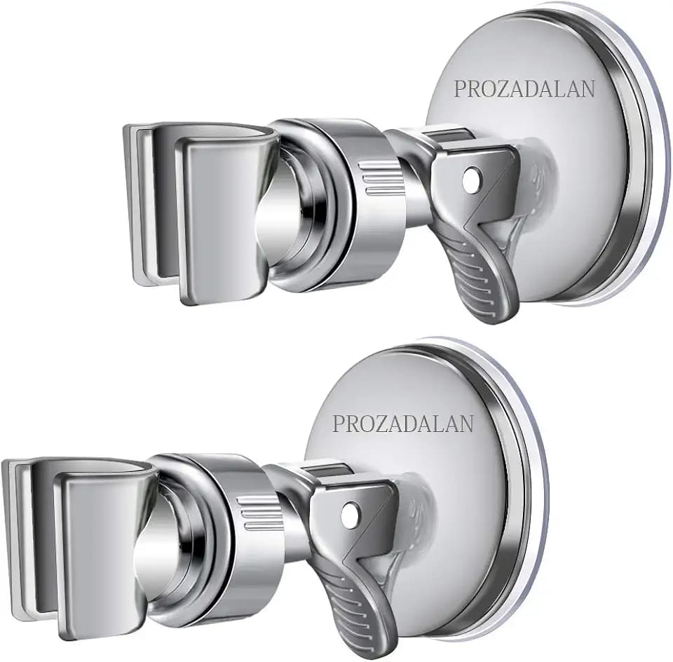 Duschkopfhalterung Saugnapf, Verstellbarer Brausehalter Bad Saugnapf mit 360°drehbar Brausehalter für Handbrause, Abnehmbarer Handbrause Halterung und an der Wand montierte Saughalterung (Silver-2pcs)