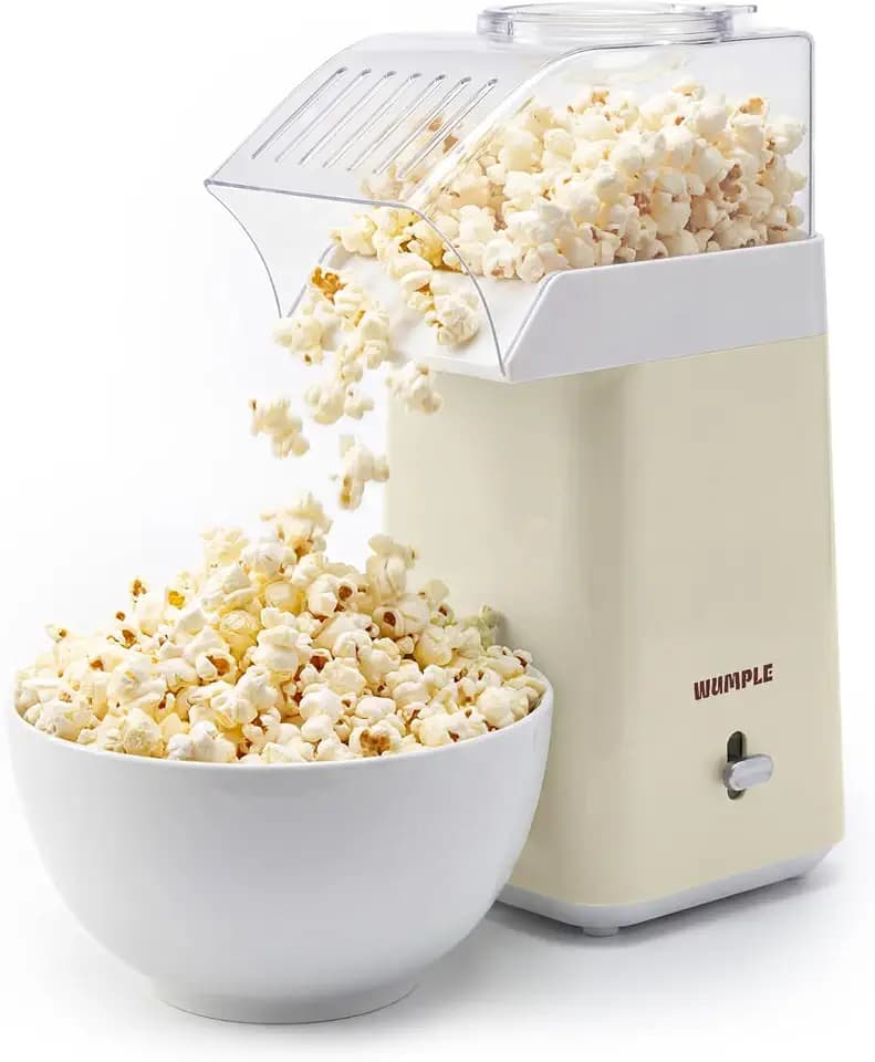 Hot Air Popcorn Machine - 14-Cup Electric Popcorn Popper, Oil-Free, 1200W - Includes Measuring Cup - Home Popcorn Maker for Movie Nights - Cream