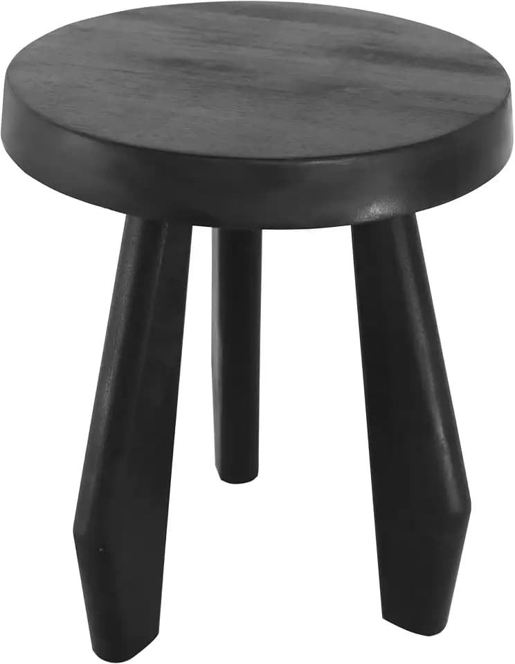 JONATHAN Y Terra 15" Rustic Round Acacia Wood Accent Stool, Black