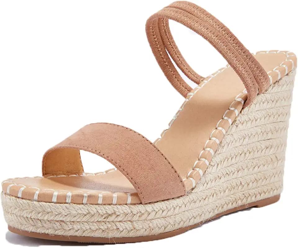 VETASTE Women's Ankle Strap Wedge Sandal Open Toe Strappy Sandals Espadrille Platform Shoes