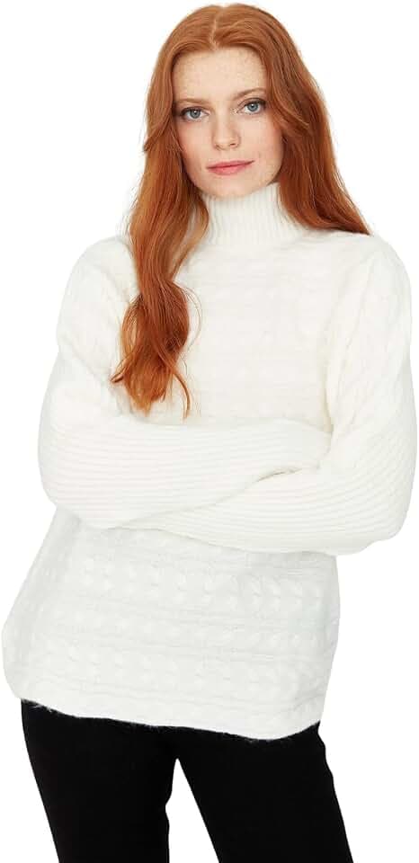TRENDYOL Damen Rollkragenpullover, Einfarbig Sweatshirt