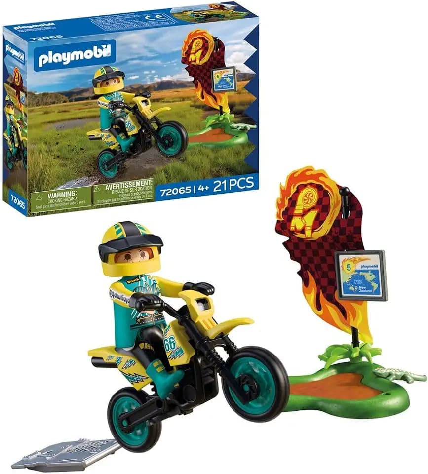 PLAYMOBIL | Cars | Offroad Motorrad | Motocross-Bike mit Sprungrampe | Motorrad Kinder Spielzeug ab 4 Jahren | 72065