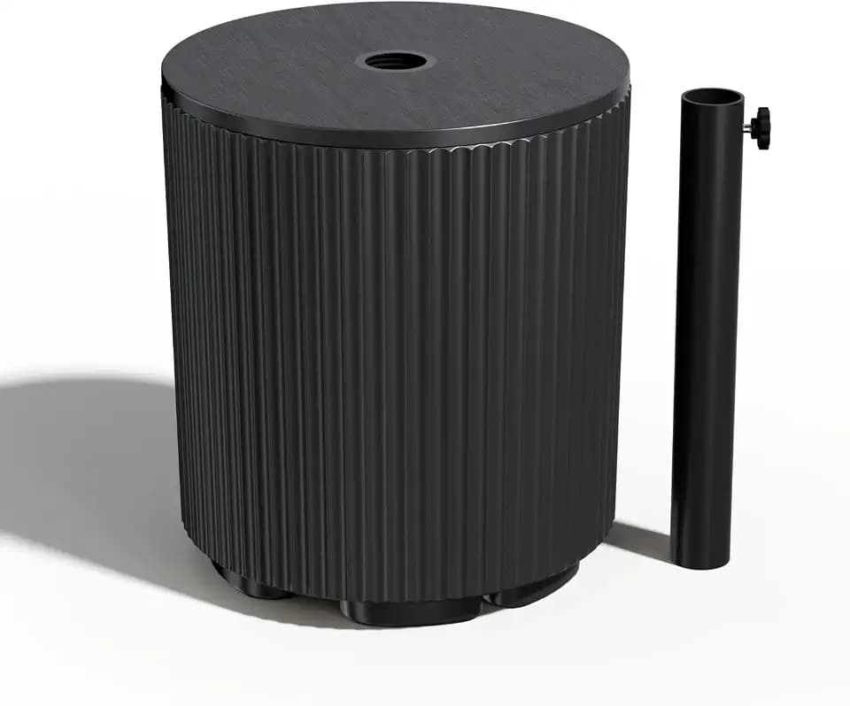 Outdoor Umbrella Stand Side Table, Black