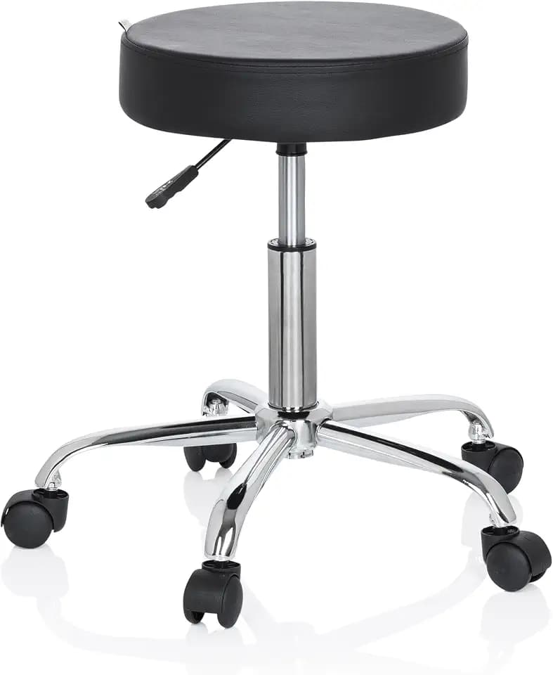 hjh OFFICE 729410 Bürohocker Operator II Kunstleder Schwarz Hocker höhenverstellbar mit Rollen