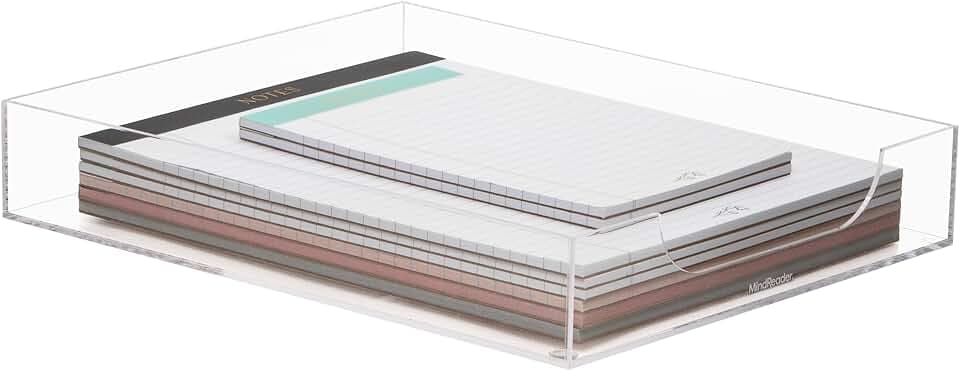 Mind Reader Paper Tray, Desktop Organizer, File Storage, Modern, Office, Acrylic, Clear
