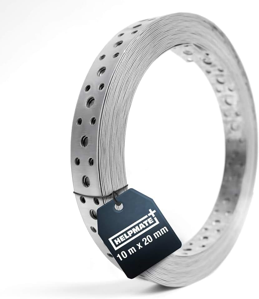 HELPMATE – Lochband 10 m – Stahl sendzimirverzinkt – 20 mm, 0,8 mm Stärke