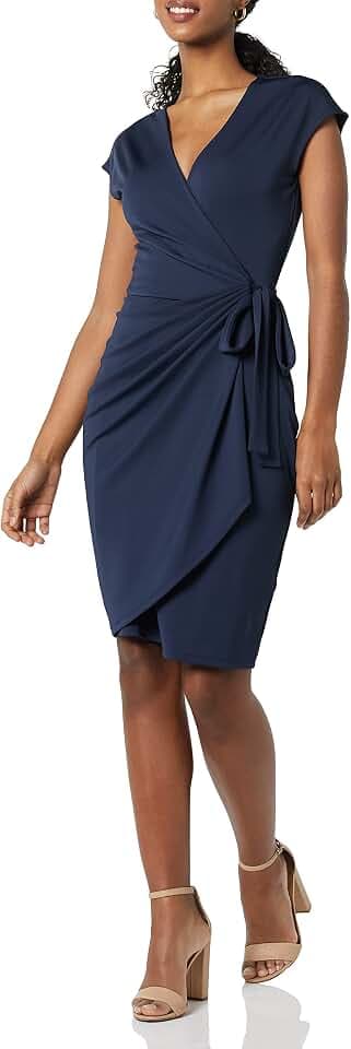 Amazon Essentials Damen Klassisches Wickelkleid mit Flügelärmeln Sommerkleid (erhältlich in Übergröße)
