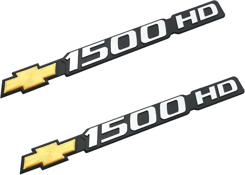 2Pc Front Side Door Tailgate Emblem 3D Nameplate Badge Letter Replacement for 2001-2007 1500HD 1500 HD 15238446 (Yellow)