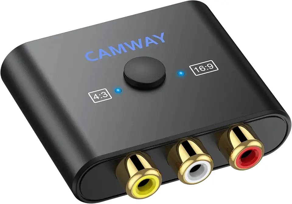 CAMWAY RCA auf HDMI Konverter, AV zu HDMI Adapter 16:9/4:3 Konvertierung 1080P Composite Cinch Video Audio Adapter, AV Adapter Unterstützt PAL/NTSC für Wii/PS1/PS2/N64/Xbox/DVD/VCR
