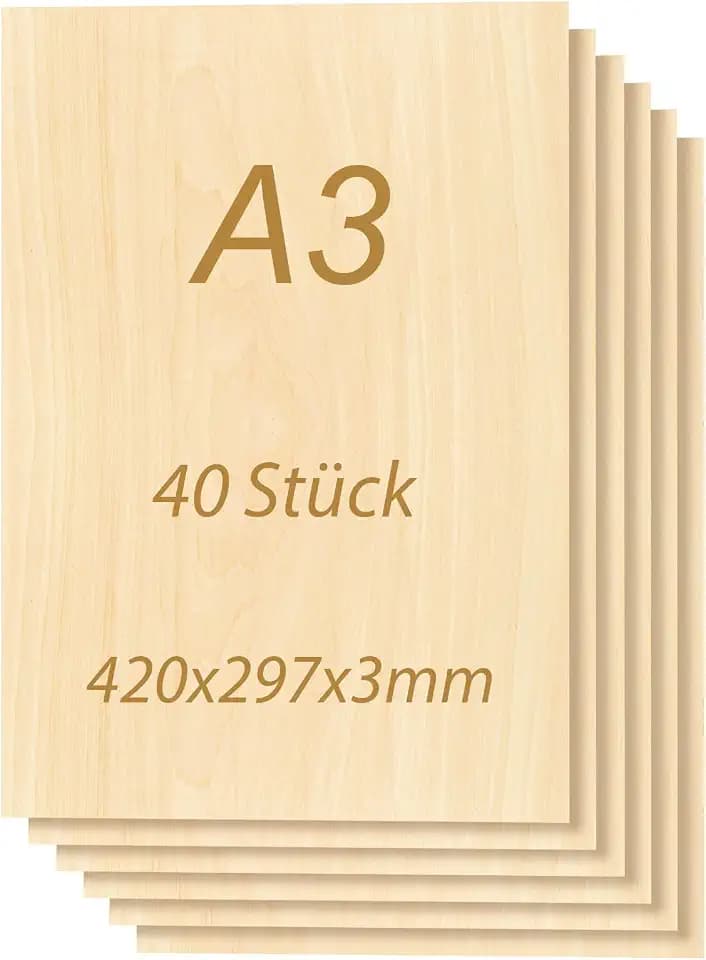 Tocome A3 Linden Sperrholzplatten 3 mm stark 40 Stück lasergeeignet