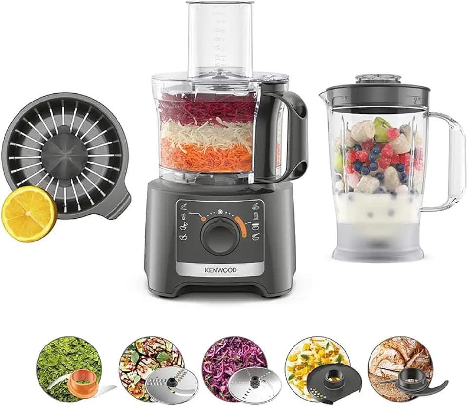 Kenwood MultiPro Compact - Küchenmaschine 800W 2,1L Schüssel 6 Teile Grau