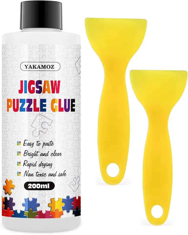 YAKAMOZ Jigsaw Puzzle Glue Clear, Quick Drying with Scraper, 200mL
