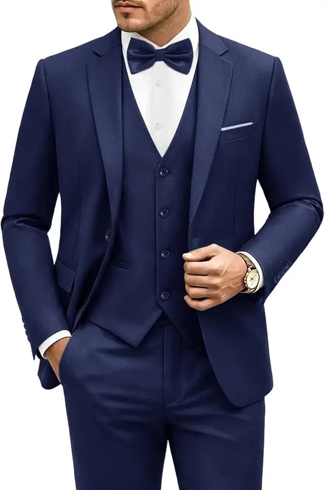 LUPURTY Men's 3 Piece Suit, One Button Slim Fit Tuxedo