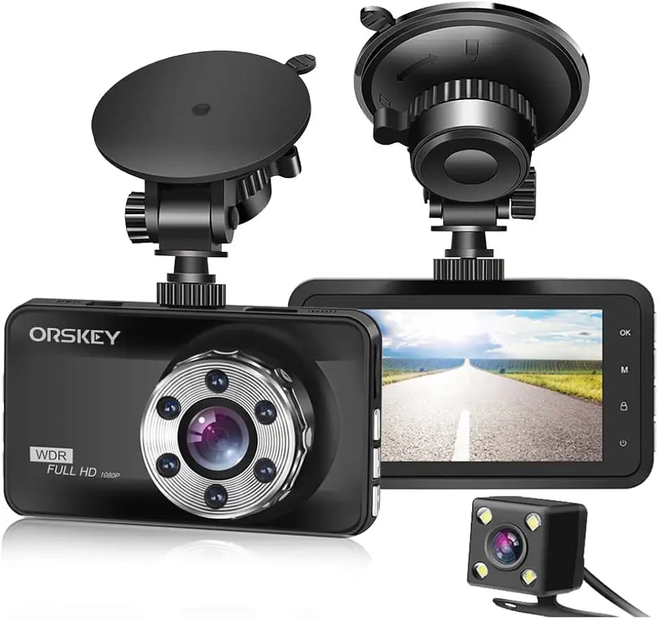 ORSKEY Dashcam Auto Vorne und Hinten 1080P Full HD Autokamera Doppelobjektiv Dashcam für Autos 170 Weitwinkel mit Loop-Aufnahme und G-Sensor,WDR,Parkmodus