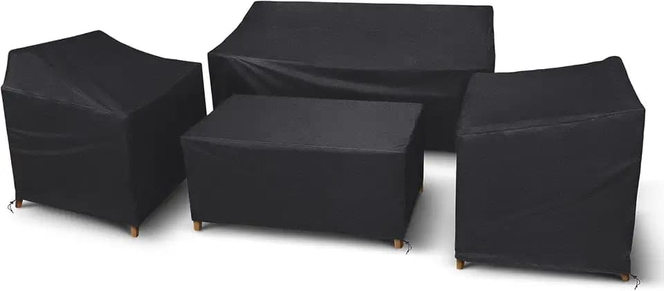 STARTWO Patio Furniture Set Cover 4 Piece Set, Black, Large 420D