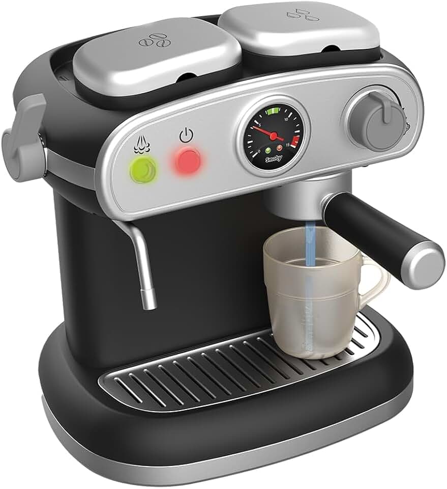 Smoby - Espresso-Kaffeemaschine - Realistische Kinder-Siebträgermaschine mit Wasserfunktion, Licht & Sound - Spielzeug-Espressomaschine mit Zubehör - Ab 3 Jahren - Rollenspiel, kreativ, detailgetreu