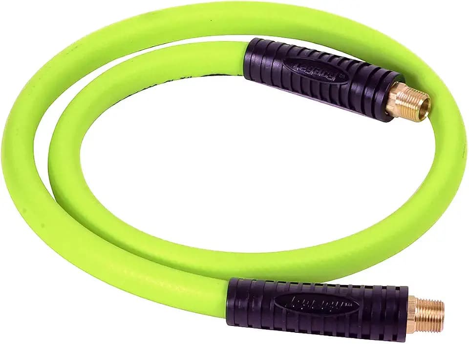 Flexzilla Swivel Whip Air Hose, 1/2 in. x 4 ft. (3/8 in. MNPT Swivel x 3/8 in. MNPT Ends), Heavy Duty, Lightweight, Hybrid, ZillaGreen - HFZ1204YW3S