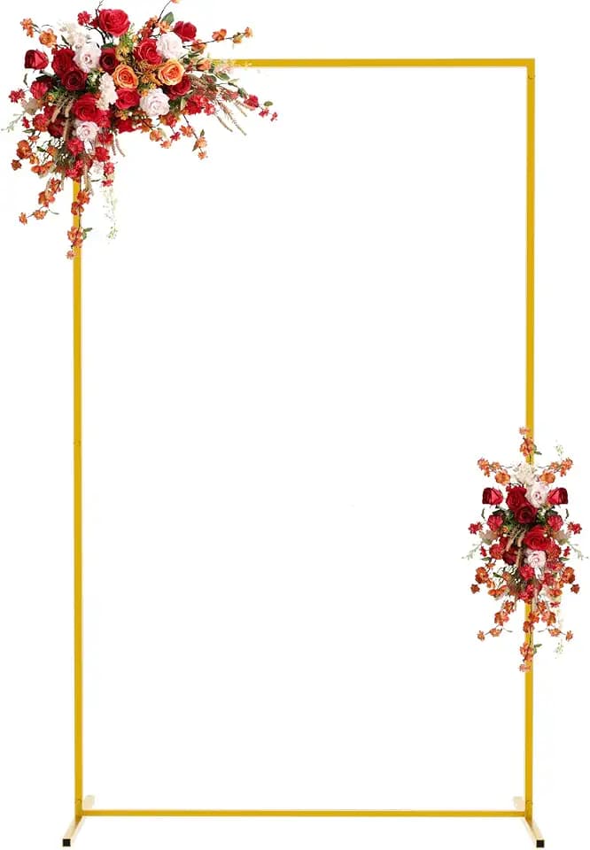 Asee'm 6.6FTx4FT Gold Wedding Arch Backdrop Stand Square Metal