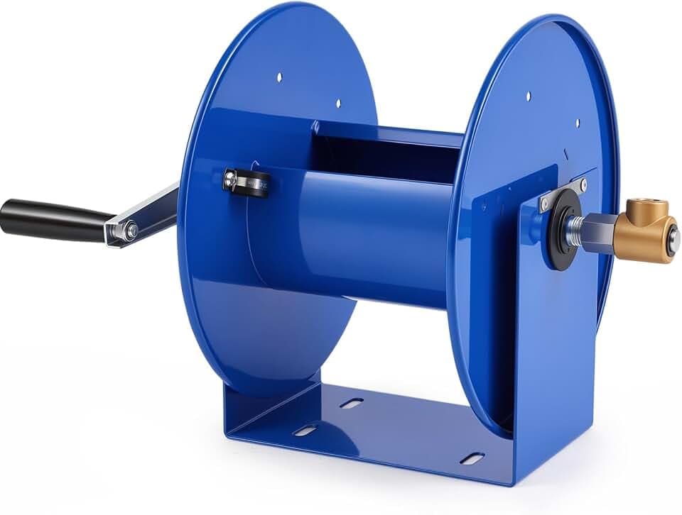 Leifide Hand Crank Hose Reel 3/8" x 100 Ft, Heavy Duty Steel Frame Manual