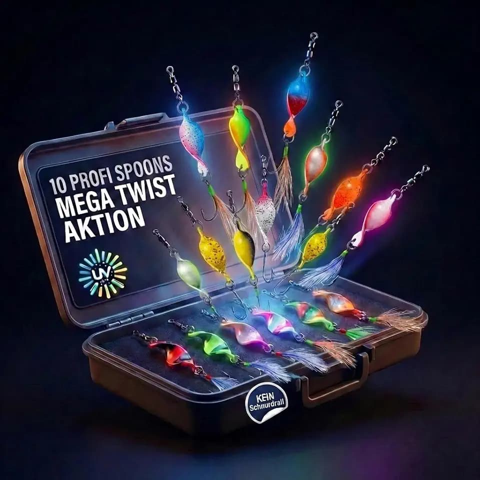 Messeneuheit 2025 Spoons Forelle Mega Twist 10 Stück in Spoonbox | Forellen Angeln Spoon Set Forellenköder | Forellen Blinker Angeln Forelle | Spinner Set Trout