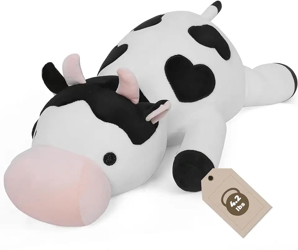 FLORVIV Weighted Cow Stuffed Animals Weighted Plush Toy 4.2lb